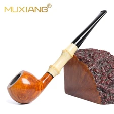 MUXIANG Briar Smooth Prince Pipe 3mm Wooden Tobacco Pipe Acrylic Bamboo Stem