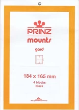 Prinz Stamp Mounts 184x165 Black Back For Bright Eyes 4 Blocks By Scott New Pack