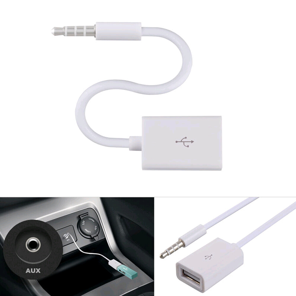 3.5mm Male AUX Audio Plug Jack To USB 2.0 Converter Cord Cable Car Accessories
