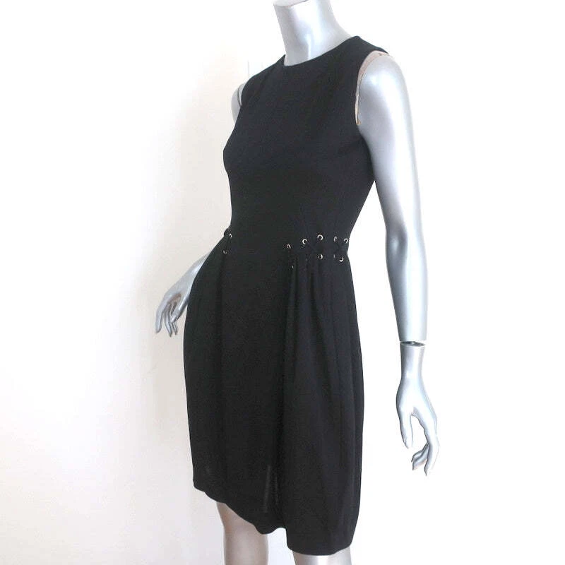 Yves Saint Laurent S/S 2009 Laced Waist Dress Black Cotton Jersey Size 38 - Image 3 of 4
