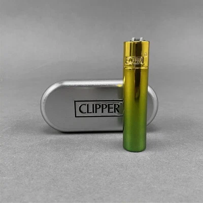 Green-Gold Gradient Clipper LIGHTER in metal gift box Refillable gas