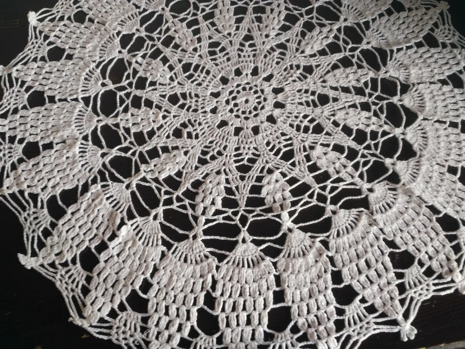 Mantel de encaje blanco crochet taily hecho a mano mantel 25 pulgadas estilo vintage Foto 2 de 4