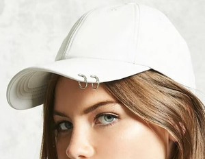 white leather baseball cap