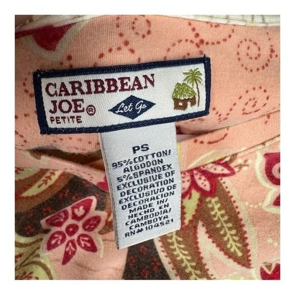 Caribbean Joe Women’s PS Petites Paisley Top Abstract Art Mature Casual Stretch - Image 3 of 4