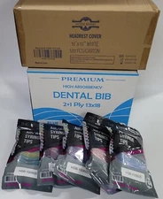 House Brand Dentistry Bibs, Headrest Covers, and Air/Water Syringe Tips Bundle