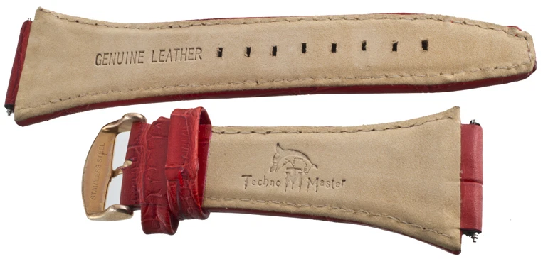 Correa de reloj Techno Master genuina de 24 mm de cuero rojo Foto 4 de 4