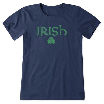 Life Is Good Crusher Tee IRISH CLOVER Shamrock St. Patty's Day Ladies LG Celtic