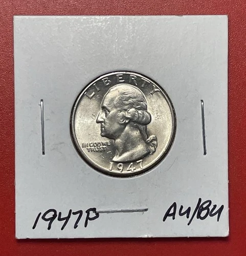 1947 P Washington Silver Quarter, About Uncirculated to Uncirculated.