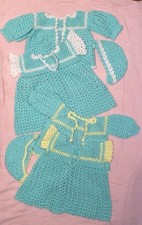 Handmade Crochet Baby Girl Mint Green Dress/Sweater Sets 0-3 Months Lot of 2
