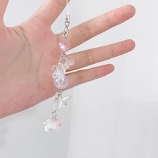 Y2K Flower Beaded Wind Chime Pendant Cute Phone Charm Strap Keychain Bag Decor