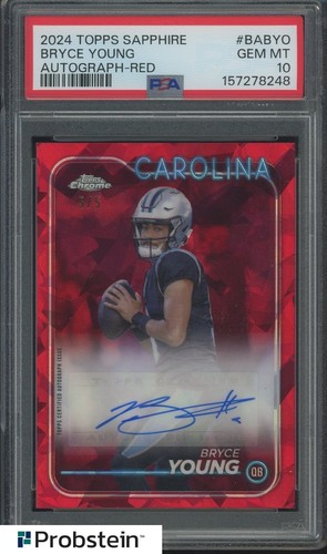 2024 Topps Chrome Sapphire Red Refractor Bryce Young AUTO 5/5 PSA 10 GEM MINT