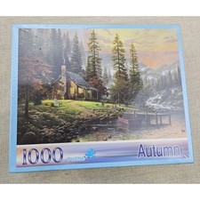 1000 Piece Autumn Cabin River Landscape Jigsaw Puzzle 27.5 x 20" for Ages 14 NEW
