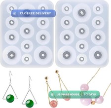 Resin Silicone Molds for Jewelry Making, Set of 2, Ball Bead Designs with Hole,