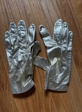 VINTAGE GOLD METALLIC RAYON GLOVES SIZE 7 1/2-8 1/2