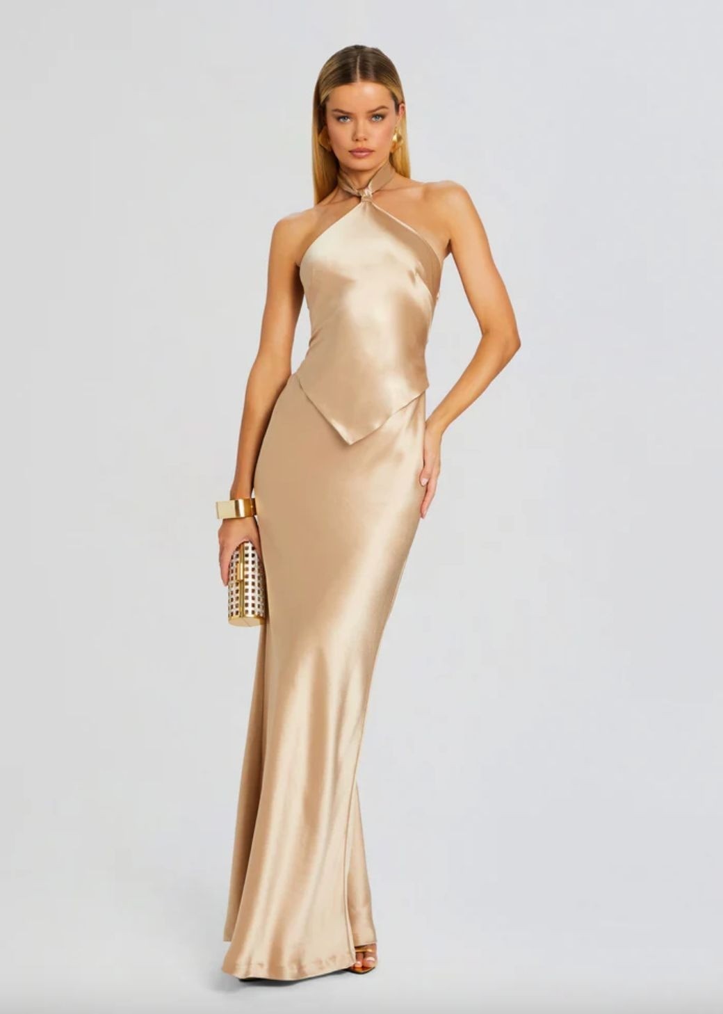 retrofete Ester Satin Maxi Dress Nude Womens Size Medium