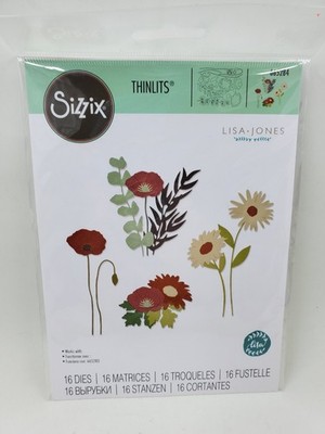  SI1 Sizzix Thinlits Dies By Lisa Jones 13/Pkg Wild Blooms #2 Flowers New