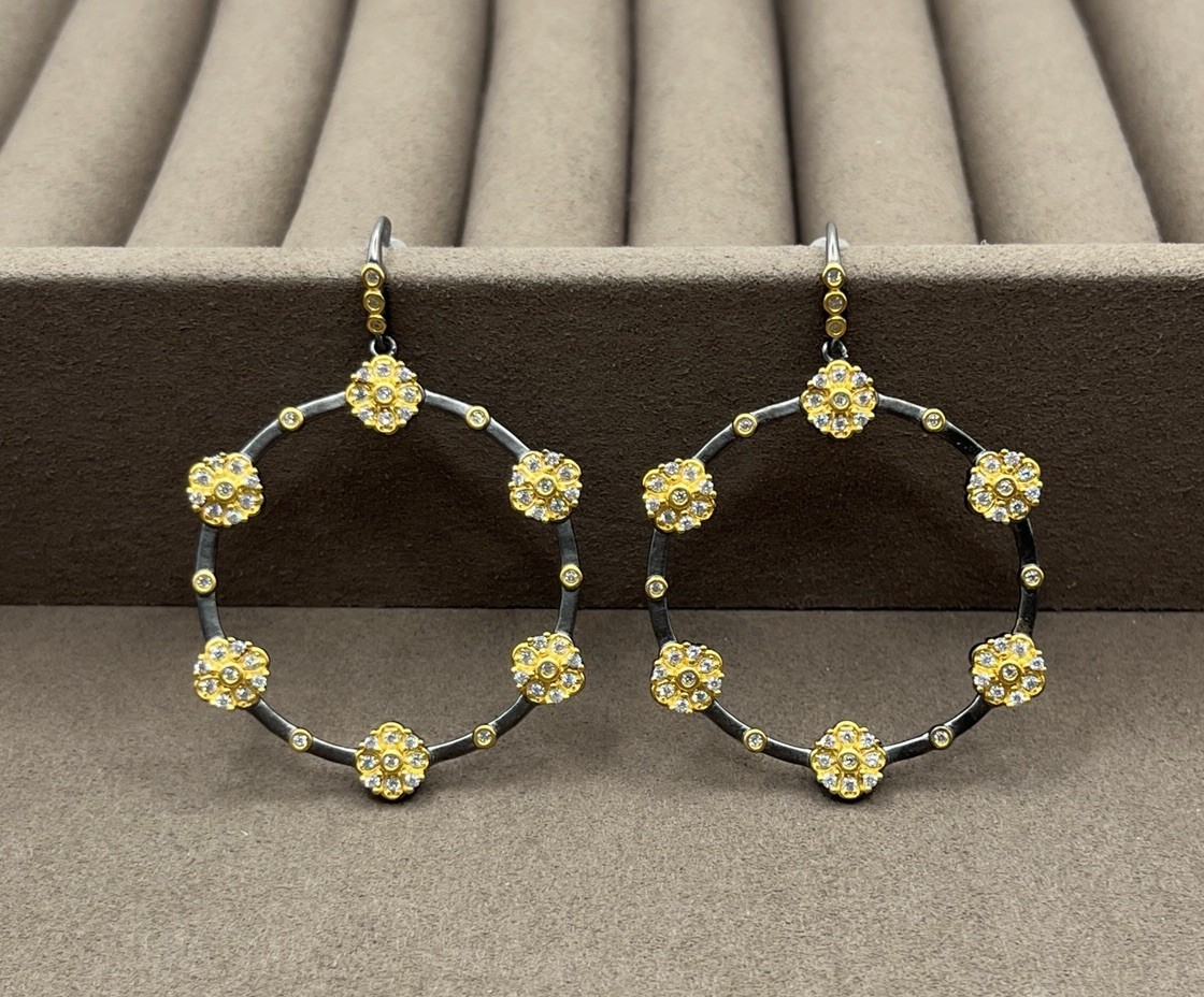 Freida Rothman Brooklyn In Bloom Station Open Hoop Earrings NEW