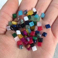 100pcs 4mm Mixed Natural Stone Square CAB CABOCHON for DIY Jewelry Making
