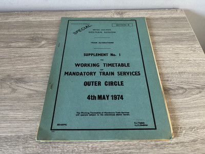 1974 Western Region Arbeitsfahrplan der obligatorischen Zugdienste Außenkreis