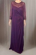 Alex Evenings Mother Of The Bride Beaded A-Line Gown Midnight Purple Sz 14