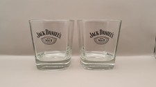 Mint 2x Jack Daniels Whisky Square Tumbler Glasses 