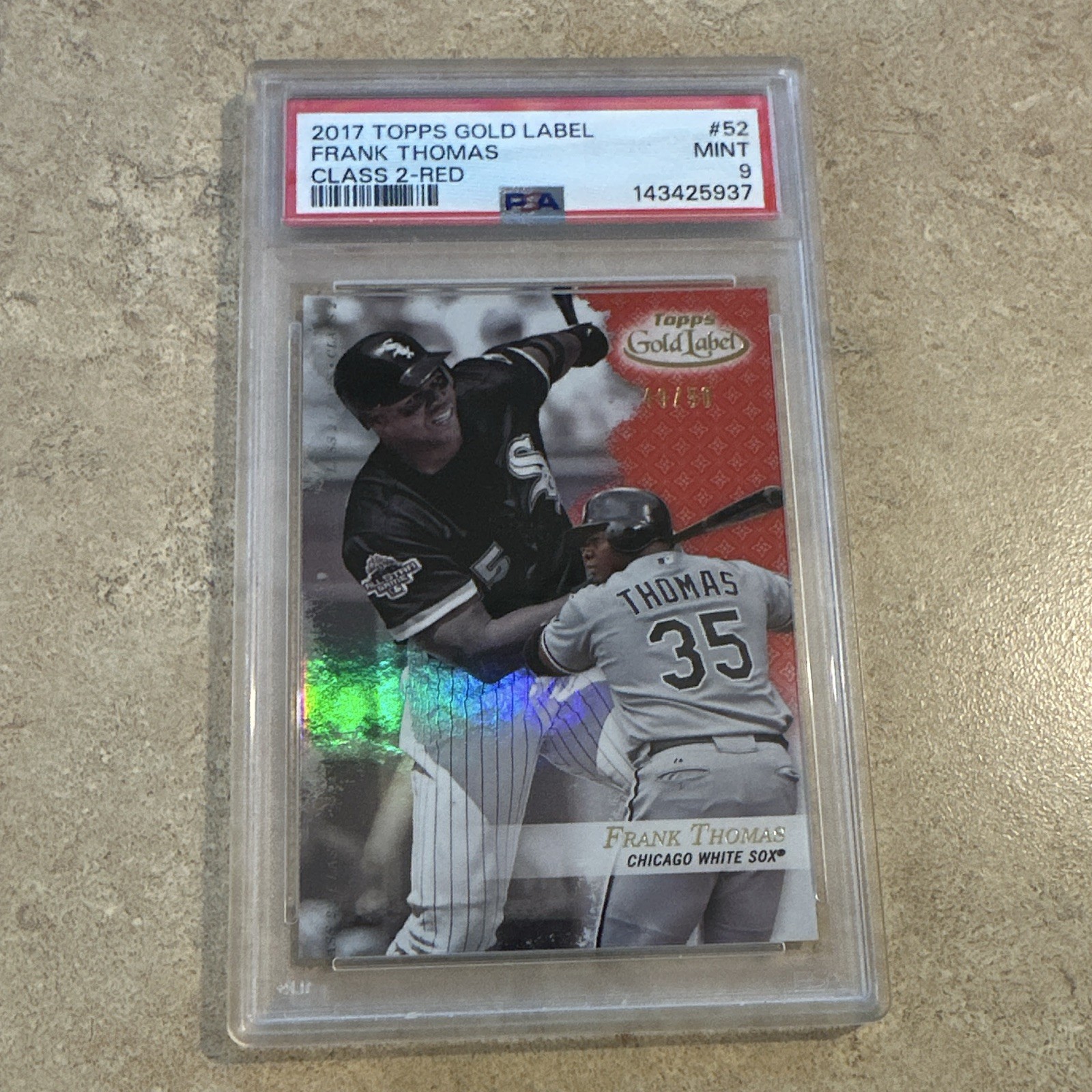 /50 PSA 9 MintTopps Frank Thomas 2017 Gold Label White Sox #52 Class 2 Red