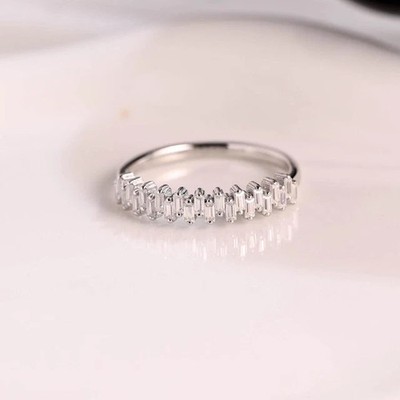 2.00Ct Baguette Cut Lab Created Diamond Half Eternity Ring 14K White Gold Plated