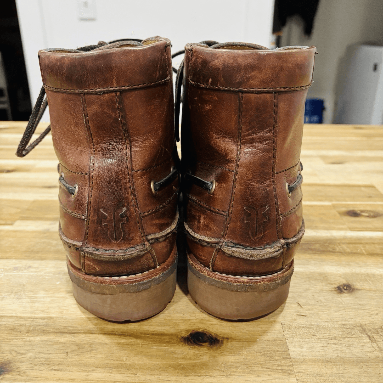 SAOLA Stivali stringati Frye in pelle marrone mocassino crepe suola media uomo taglia 10 5