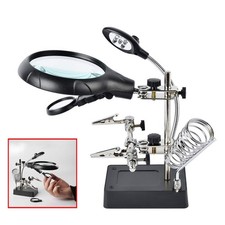 Beileshi 2.5X 7.5X 10X Led Light Helping Hands Magnifier Soldering