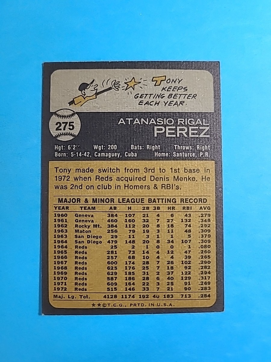 Tony Perez 1973 Topps Baseball Card # 275 J7801 | eBay