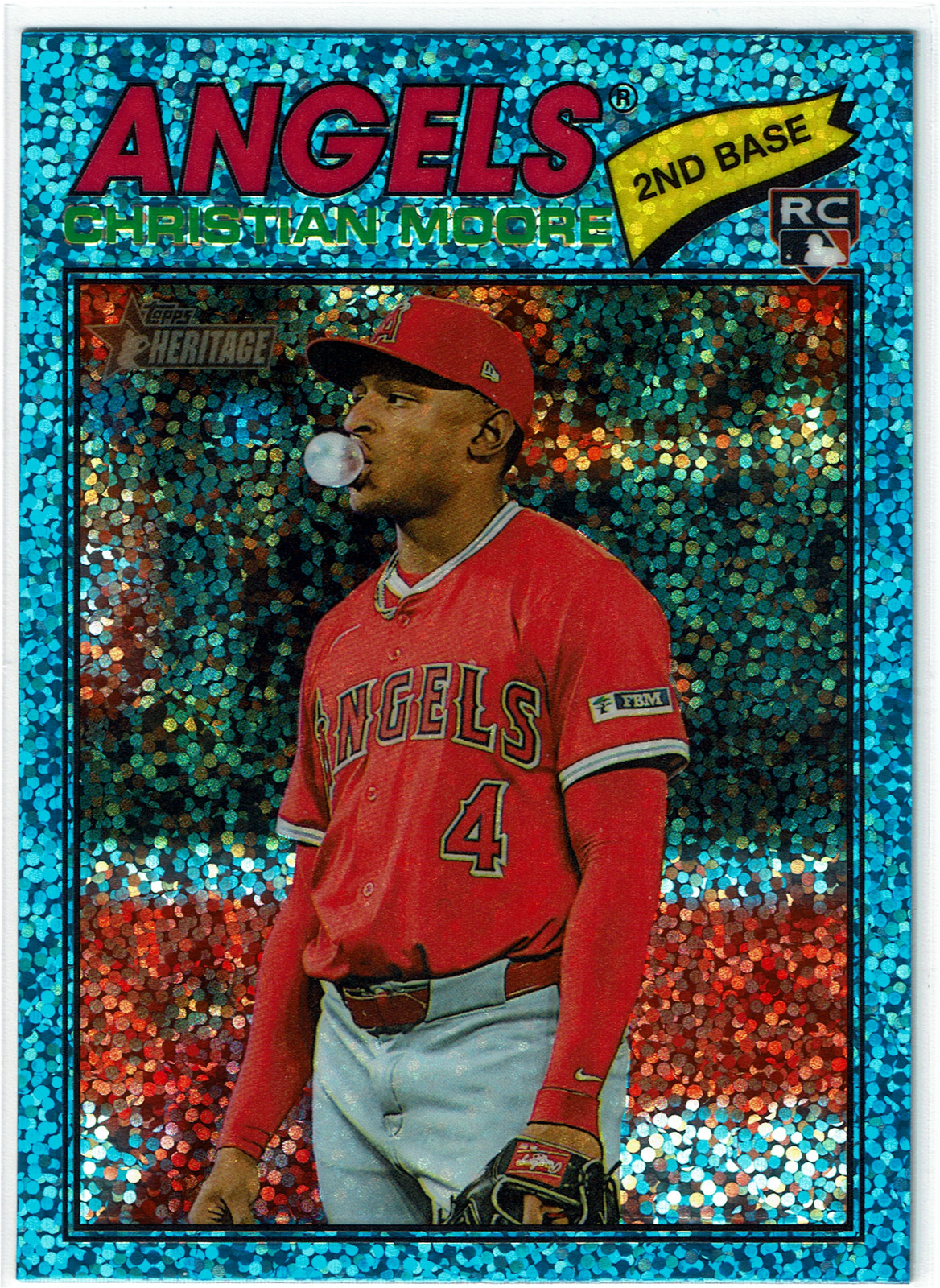 2026 Topps Heritage - Christian Moore #249 Chrome Light Blue Sparkle (RC)