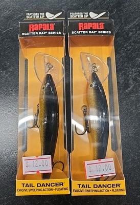 2X Rapala Scatter Rap Minnow Lure TAIL DANCE SCRTD-09 GOLD  11'-19' 3-1/2 7/16oz