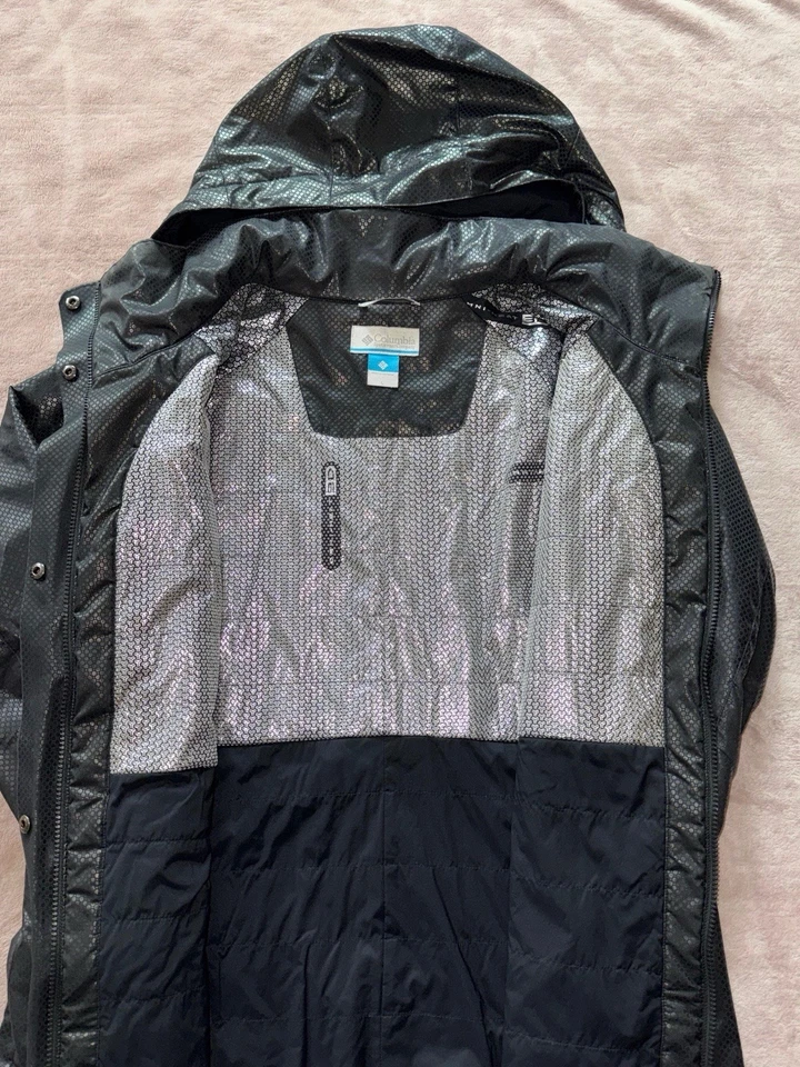 Columbia Mujer’s Omni Heat Dawn Reloj Negro Punto Chaqueta Talla Grande Foto 3 de 4