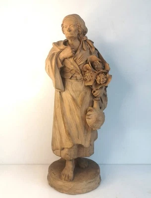 G. Vaccaro - 1793-1889 Terre cuite sicilienne XIX Vieille paysanne, Caltagirone - Photo 1/4