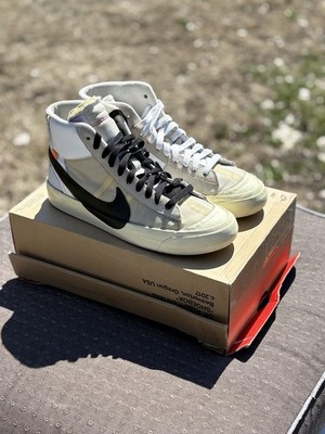   Mens 9Nike Blazer Mid Off-White  The Ten  OG 2017 Muslin White Black w/ Box 
