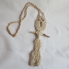 Vintage Macrame Owl Wall Art Necklace Rearview Ornament