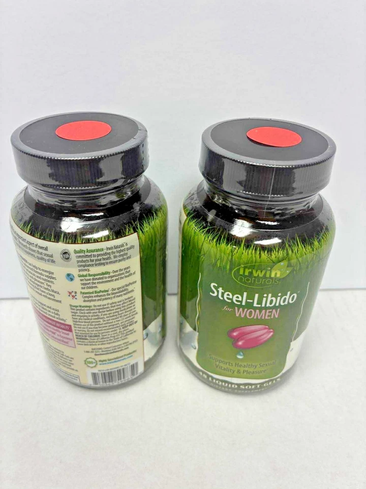 Paquete de 2 geles suaves líquidos Irwin Naturals Steel-Libido para mujer Desire Pleasure Foto 2 de 2