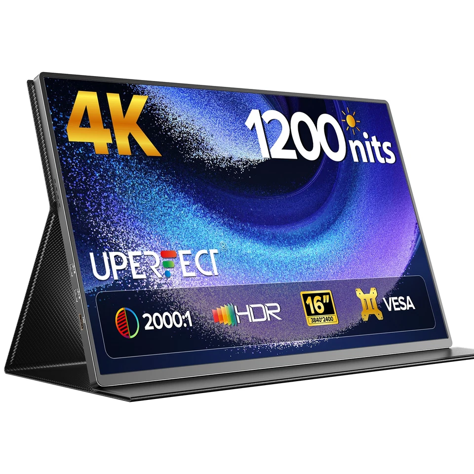 UPERFECT 4K Portable Monitor,16" 1200 cd/m² Portable Gaming Monitor AMD FreeSync - Image 2 of 4