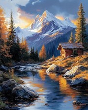 TISHIRON Mountain Paint by Numbers for Adults, Snow on The Peaks Paint by Number