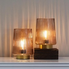 Battery Operated Lamp W/ Timer Set of 2 Small Cozy Table Lamp Decorative Ambient