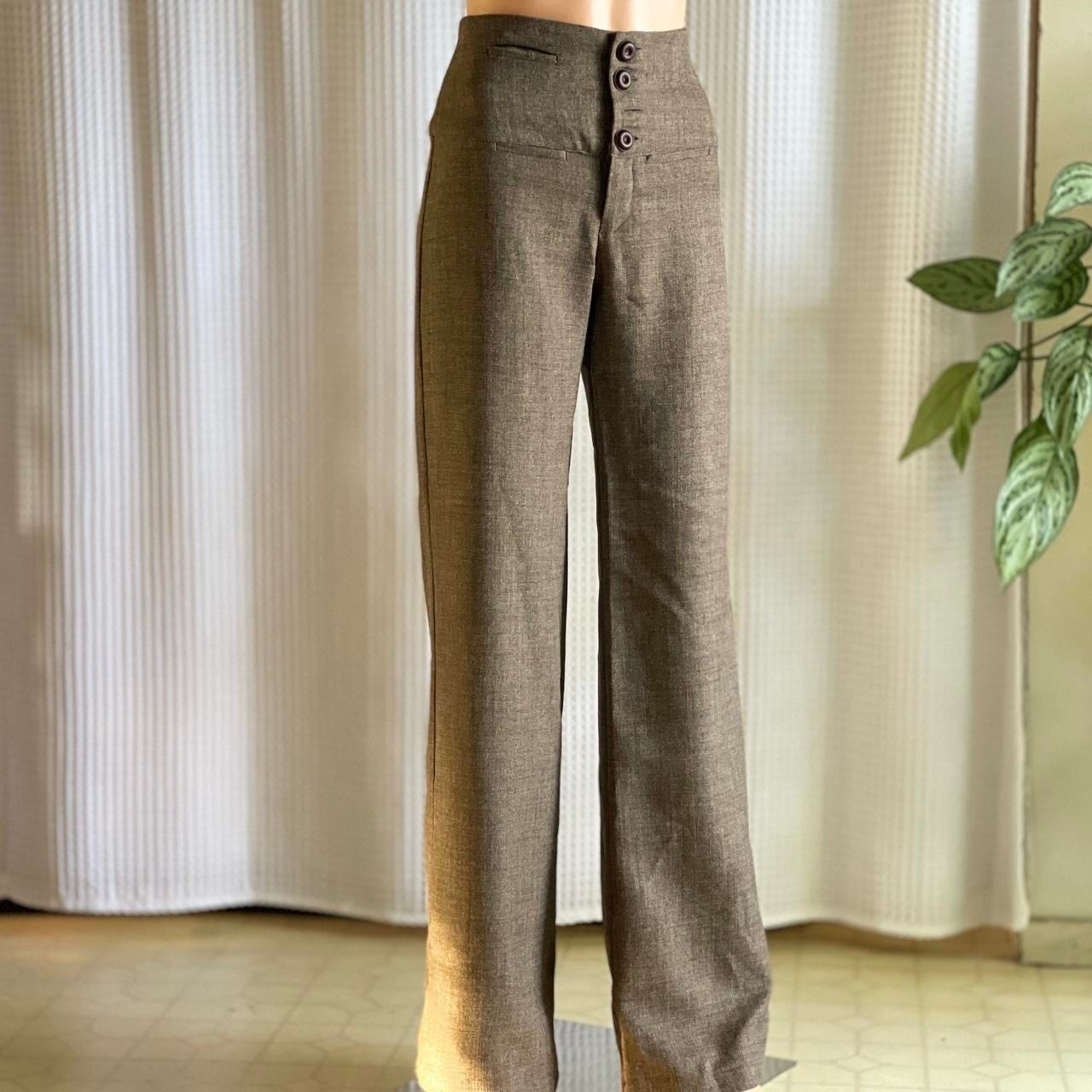 Vintage Y2K Paala High Waisted Wide Leg Trousers Brown Button Fly Academia Sz 4