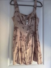 Old Navy Petite M Floral Beige Sleeveless Strappy A-Line Lightweight Dress