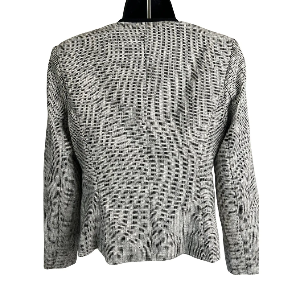 Chaqueta Blazer Mujer Colección 212 Texturizada Cremallera Frontal Negra Blanca Talla 6 Foto 2 de 4