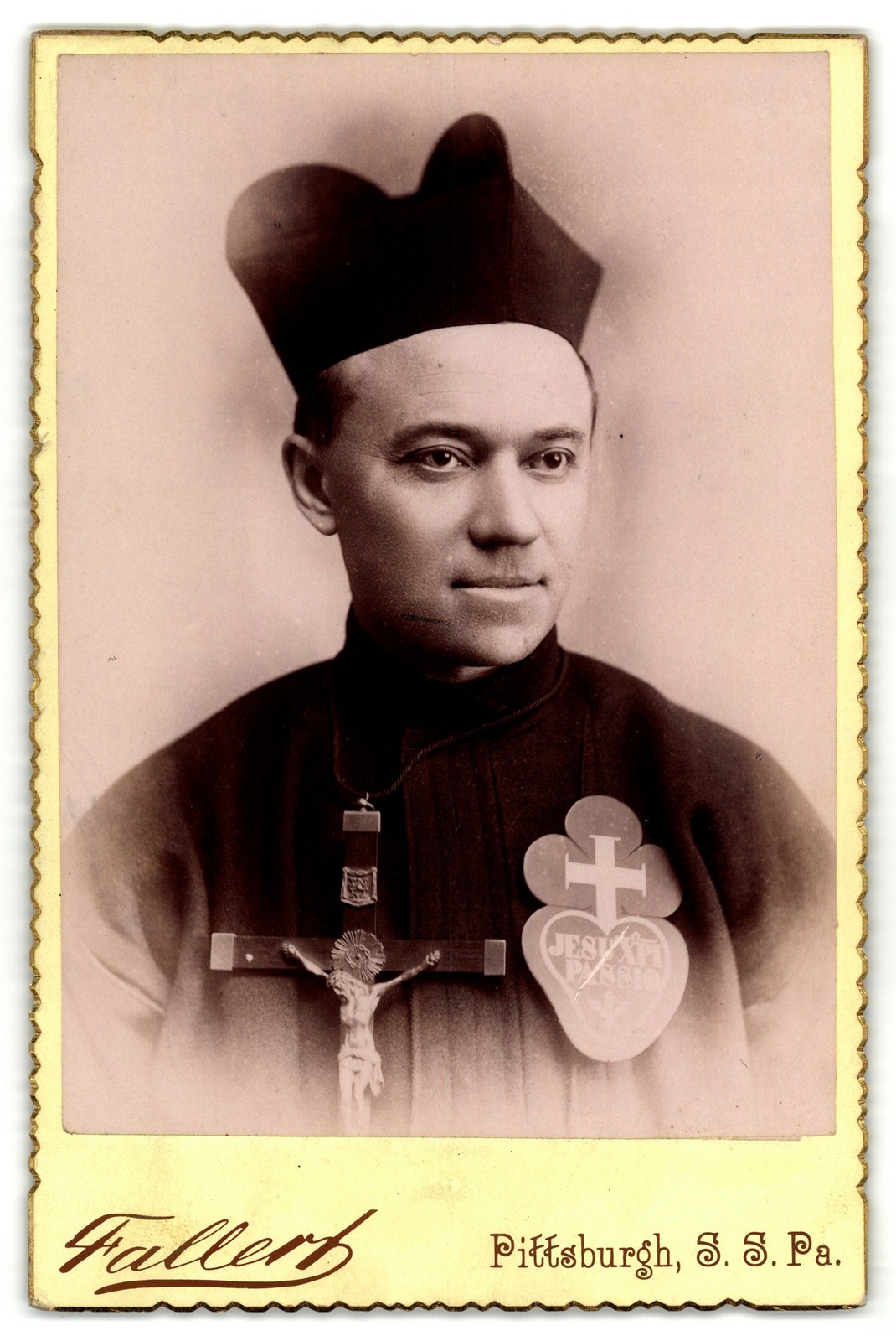 Cabinet Card Circa 1890s Fallert Passionist Priest Crucifix Pittsburgh Pa