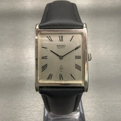 Seiko Tank Watch Men 24mm Silver Dial Silver Tone Rectangle 2620-5000 New Batt