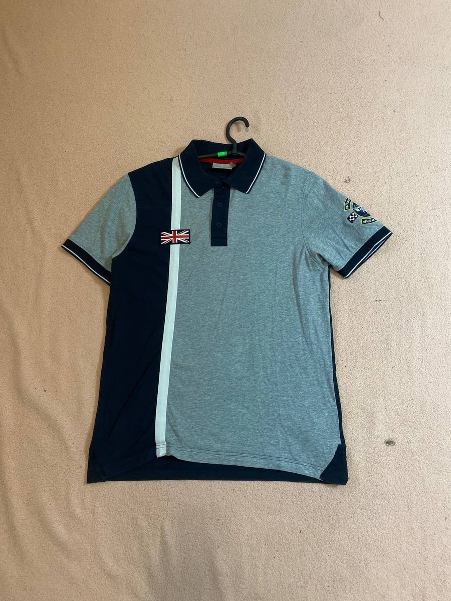 BRAND Bentley Stripe Polo Shirt Grey Men WMNS Unisex Racing Moto