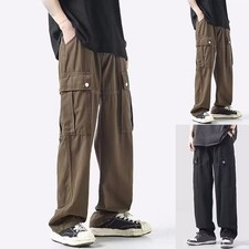 Bequeme Herren Jogginghose gerades Bein Cargohose mit geräumigen Taschen