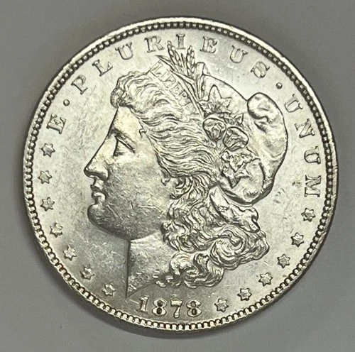 1878 7TF Morgan Silver Dollar Vam 129 Scratch IB About Uncirculated Details