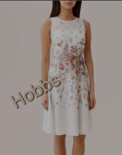 Women Hobbs Dress White Silk 38 / M / 46 #98WT