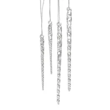 Kurt Adler 3-1/2-Inch-5-1/2-Inch Clear Glass Icicle Ornament Set of 24 Pieces